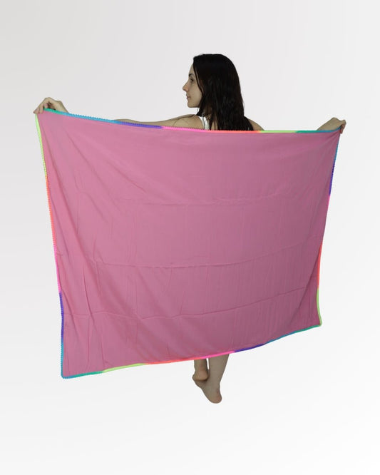 Canga de Praia Atoalhada Feminina Estampa Lisa – Toalha Versátil Verão
 Rose