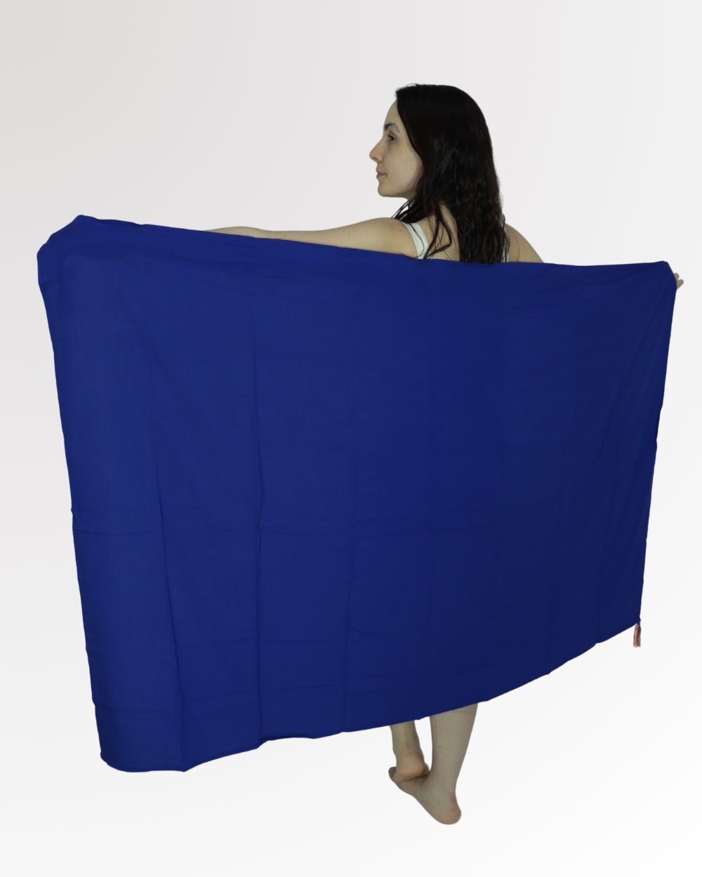 Canga de Praia Fina Lisa Saída de Praia Feminina Leve Azul