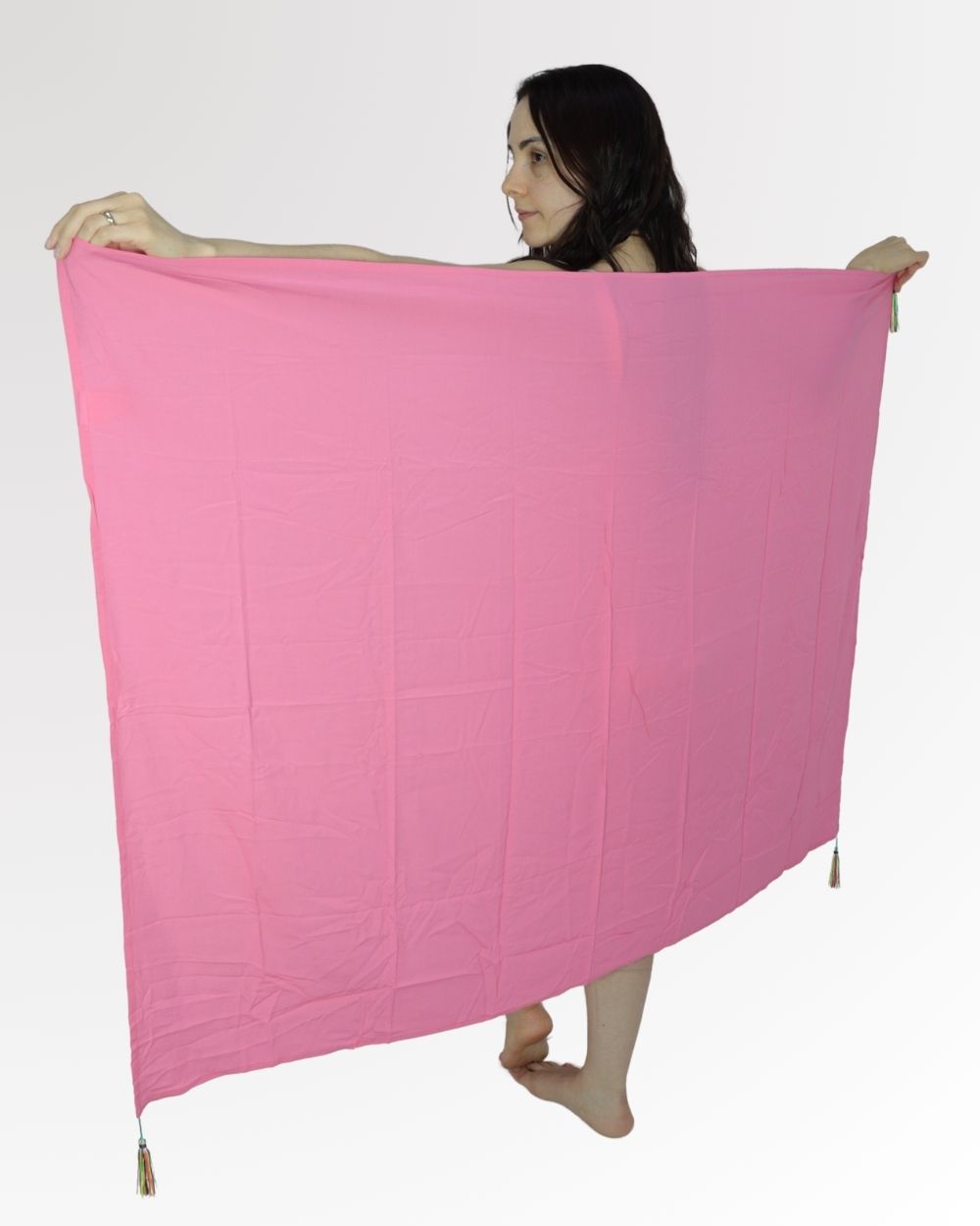 Canga de Praia Fina Lisa Saída de Praia Feminina Leve Rosa