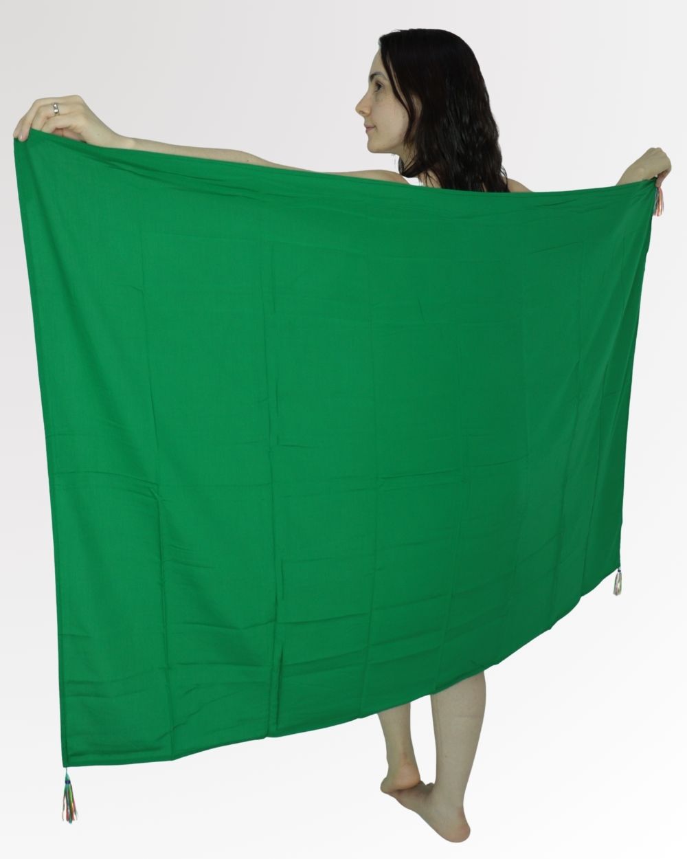 Canga de Praia Fina Lisa Saída de Praia Feminina Leve Verde