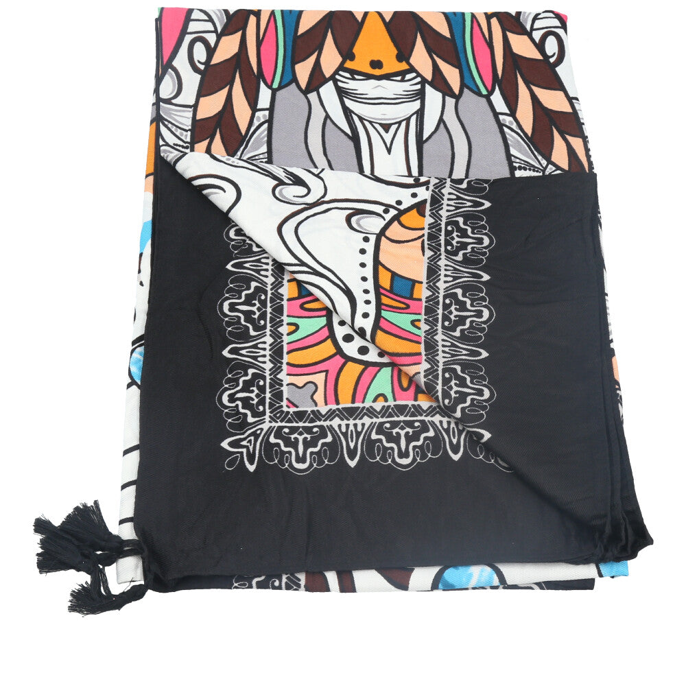 Canga de Praia Fina Estampada Leve e Versátil para Verão Cinza