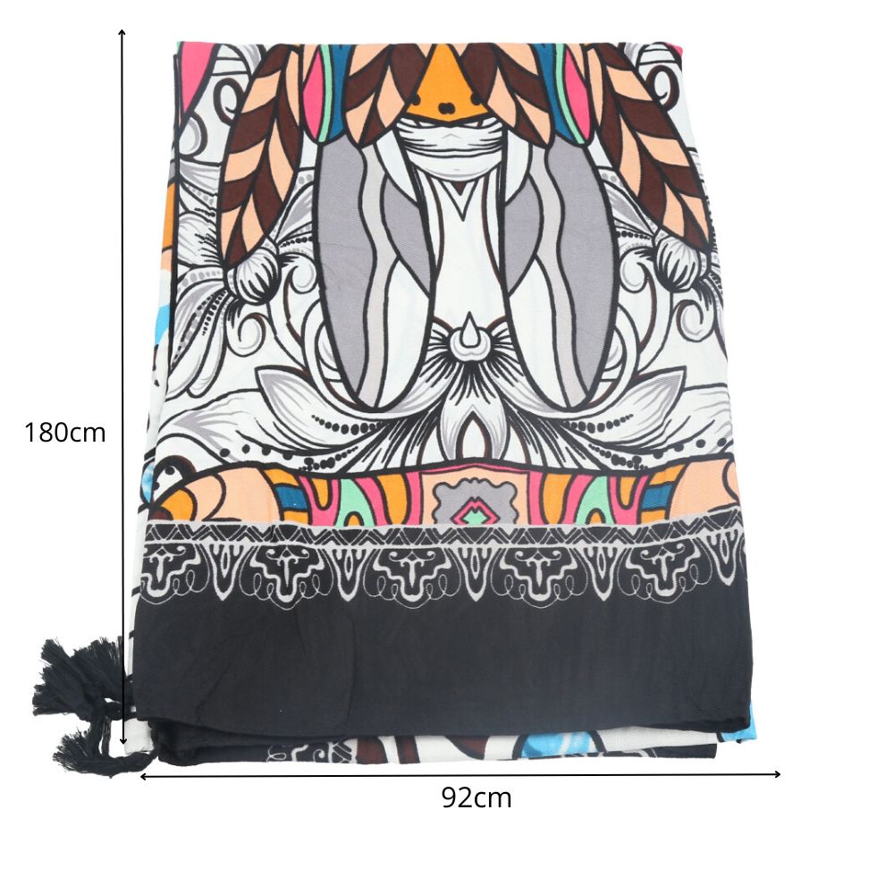 Canga de Praia Fina Estampada Leve e Versátil para Verão Cinza