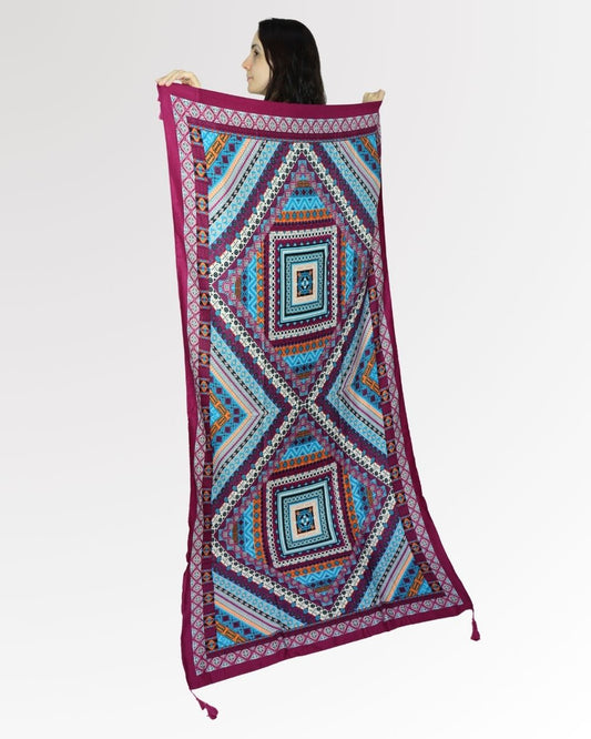 Canga de Praia Fina Estampada Leve e Versátil para Verão Pink