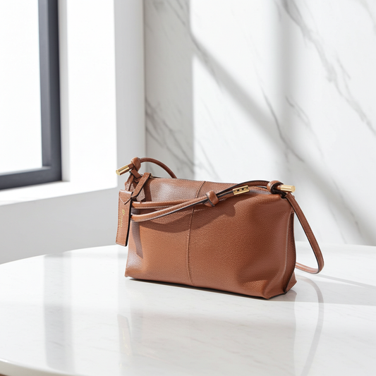 Bolsa Transversal Feminina em Couro Caramelo