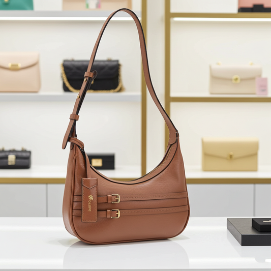 Bolsa Shoulder Feminina em Couro Caramelo