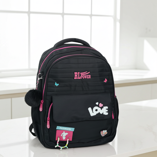 Mochila em Tecido com Detalhes Decorativos Preto