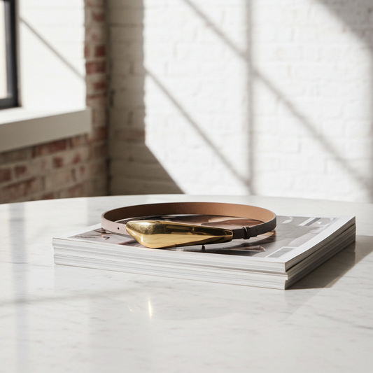 Cinto Feminino em Couro Prata velha