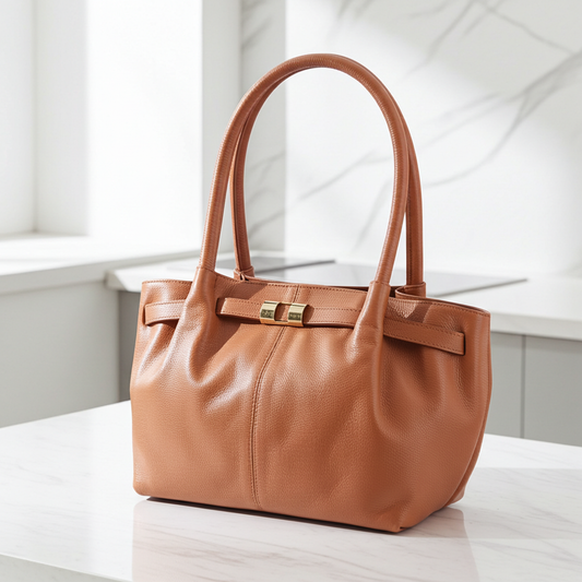 Bolsa Tote Feminina em Couro Caramelo