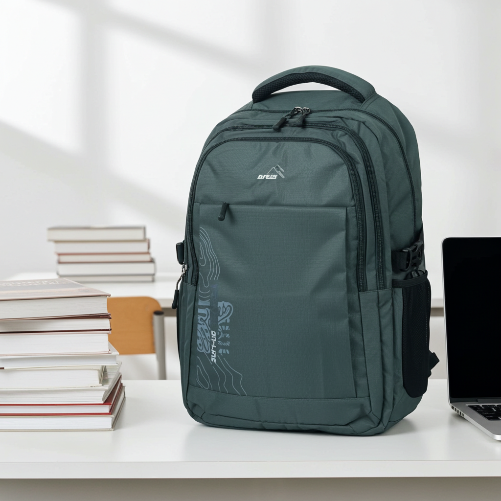 Mochila Masculina em Tecido com Regulagens  Cinza escuro