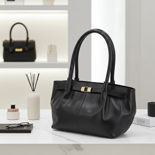 Bolsa Tote Feminina em Couro Preto