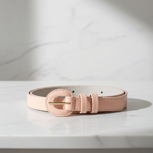 Cinto de Couro Plus Size Milena Bauarte Bege claro