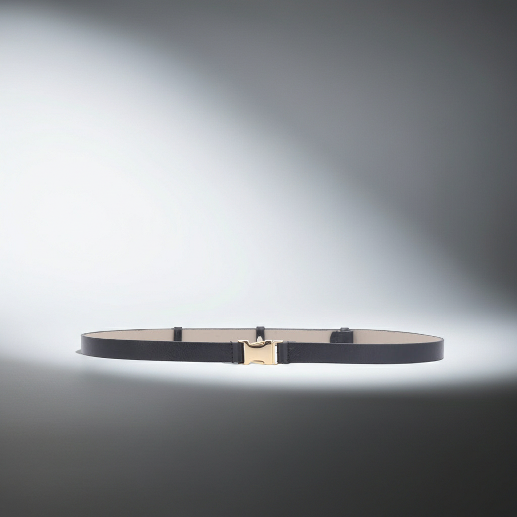 Cinto de Couro com Fivela Engate Preto