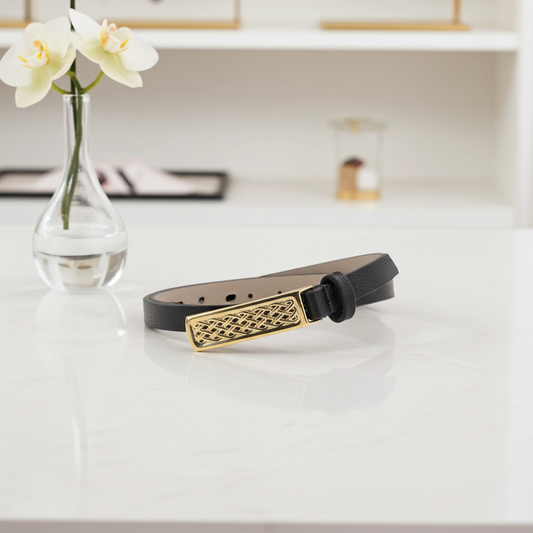 Cinto Feminino de Couro Clássico Preto