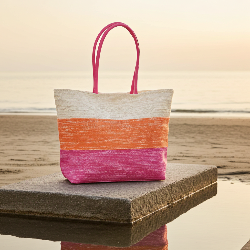 Bolsa de Praia Feminina Colorida Pink