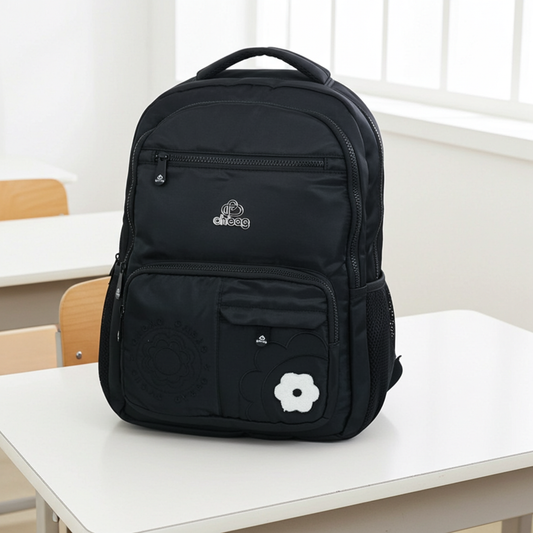 Mochila em Tecido com Alça Fixa Ajustável e Divisórias Preto