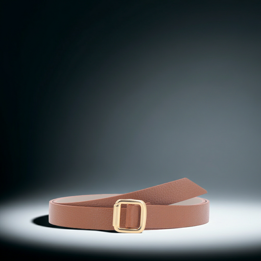 Cinto Feminino de Couro Elegante Caramelo