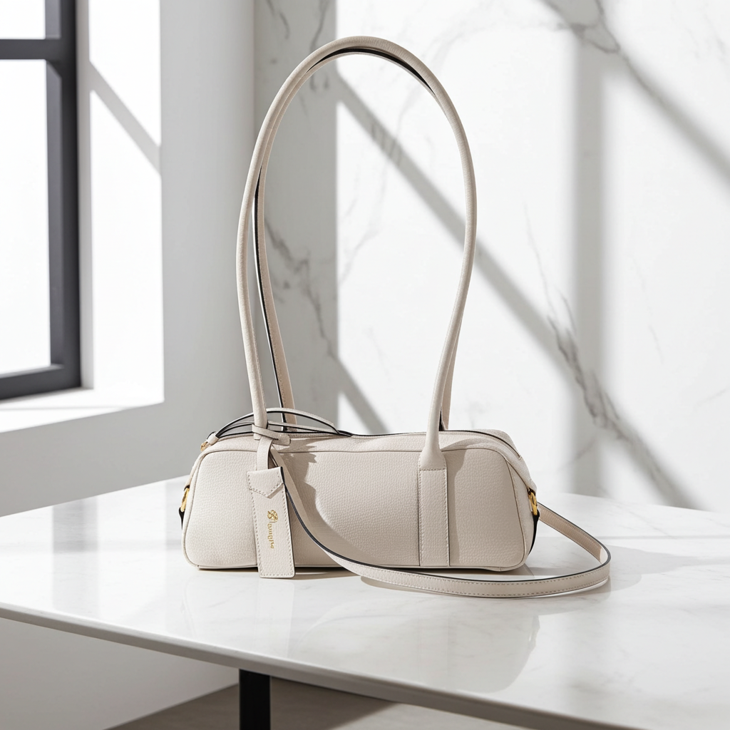 Bolsa Baguete com Alça Alongada Marfim