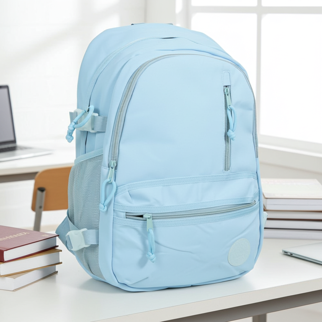 Mochila em Tecido com Organização Prática Azul