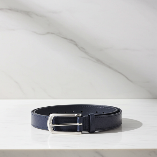 Cinto Feminino em Couro com Fivela Prateada Preto