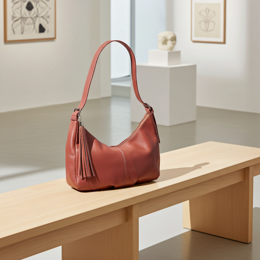 Bolsa Feminina de Couro Legítimo Transversal com Alça Média Marrom