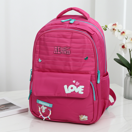 Mochila em Tecido com Detalhes Decorativos Pink