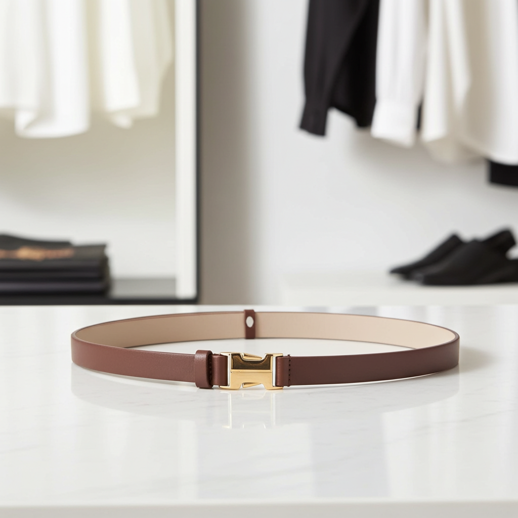 Cinto de Couro com Fivela Engate Marrom