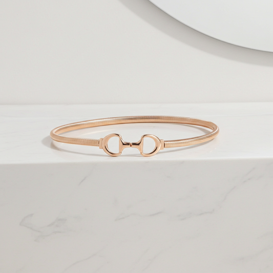 Cinto de Metal Minimalista com Fivela de Argola Dupla Ouro