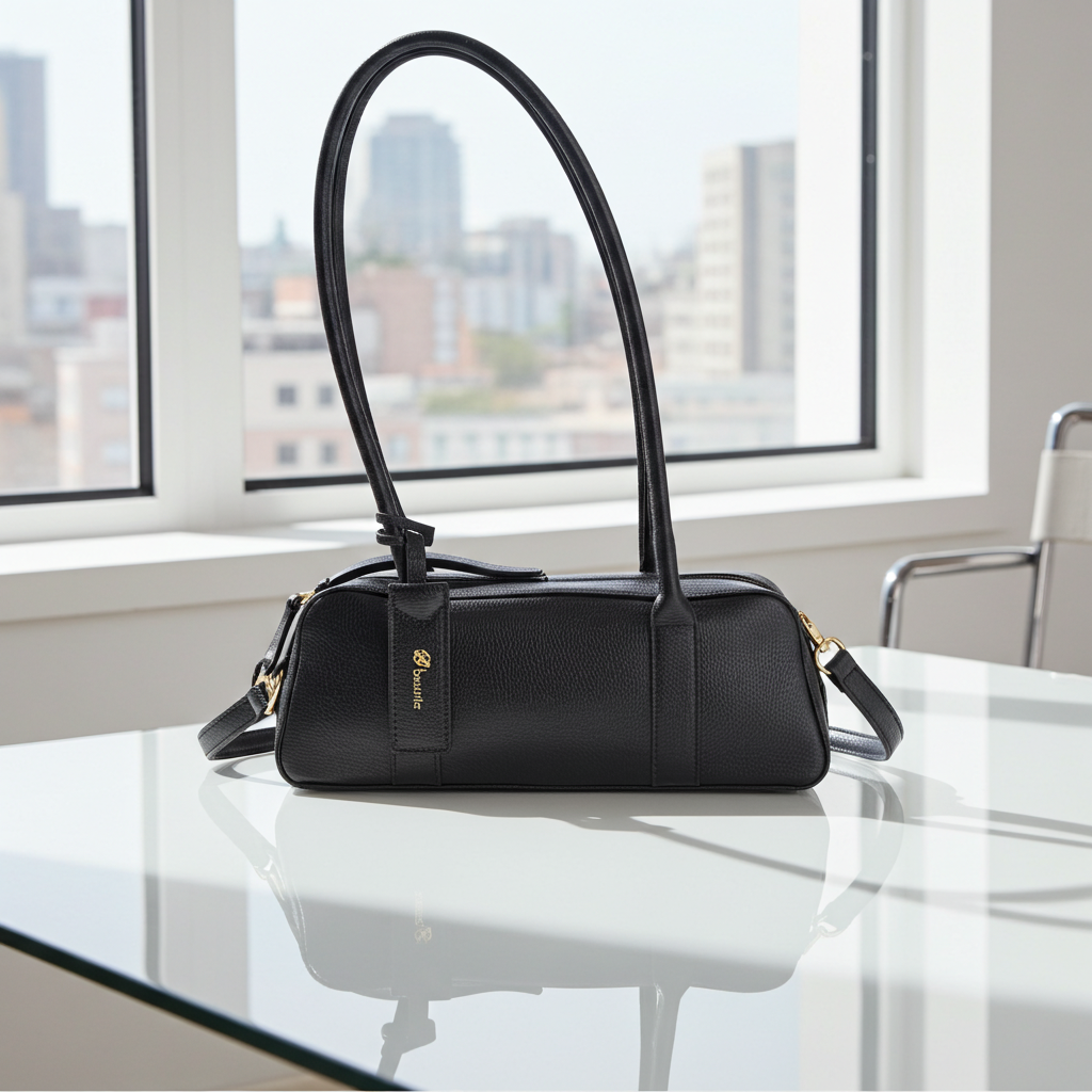 Bolsa Baguete com Alça Alongada Preto