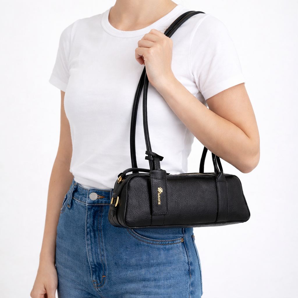 Bolsa Baguete com Alça Alongada Preto