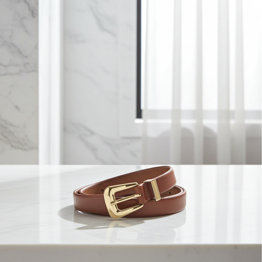 Cinto Feminino em Couro Caramelo