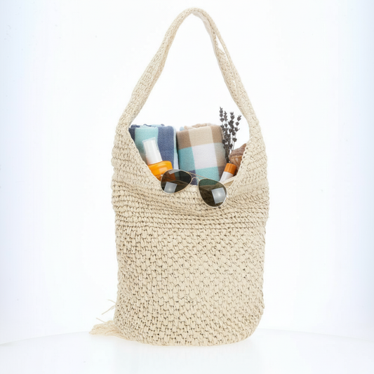 Bolsa de Palha de Praia Bege