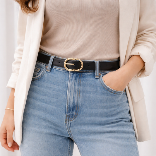 Cinto Feminino em Couro Preto