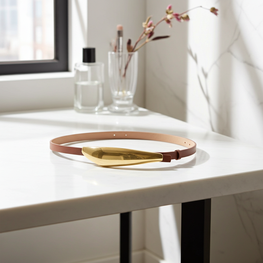 Cinto Feminino em Couro Caramelo