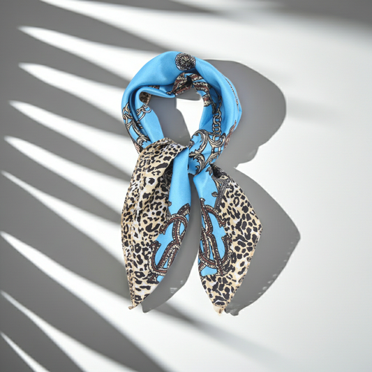 Lenço Feminino de Cetim Pequeno Azul