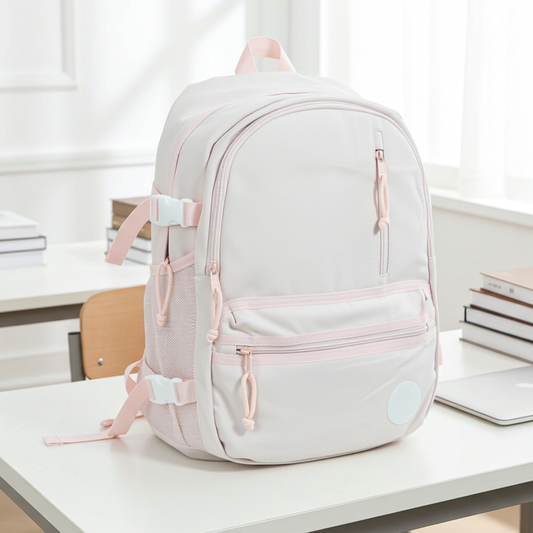 Mochila em Tecido com Organização Prática Rosa