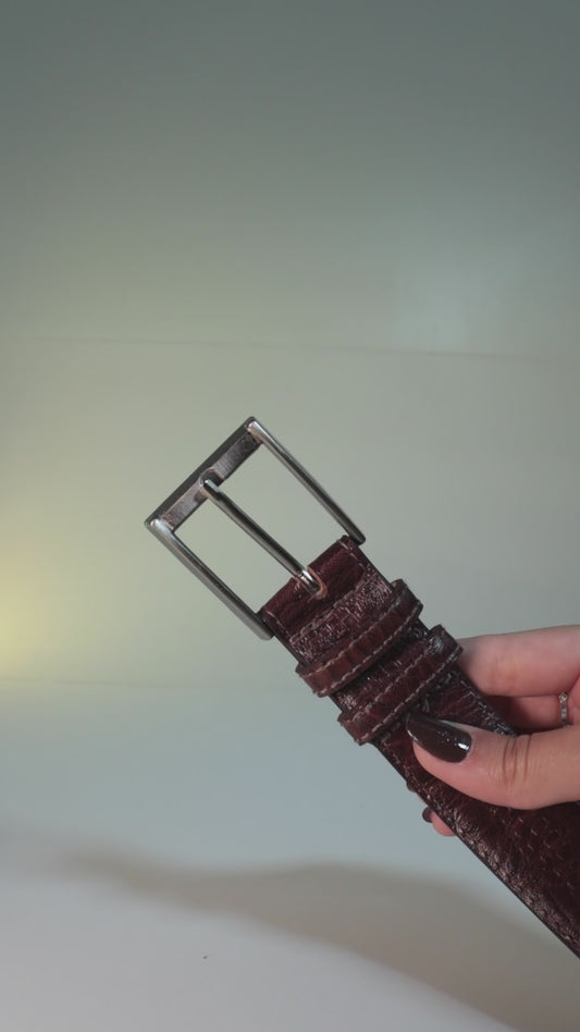 Cinto Masculino em Couro Texturizado com Fivela de Metal  Preto
