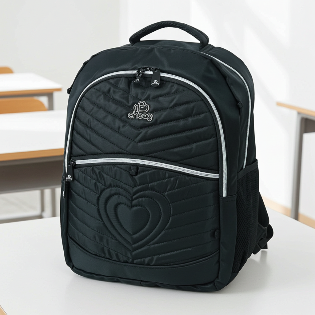 Mochila em Tecido com Alça Fixa Ajustável e Divisórias Preto