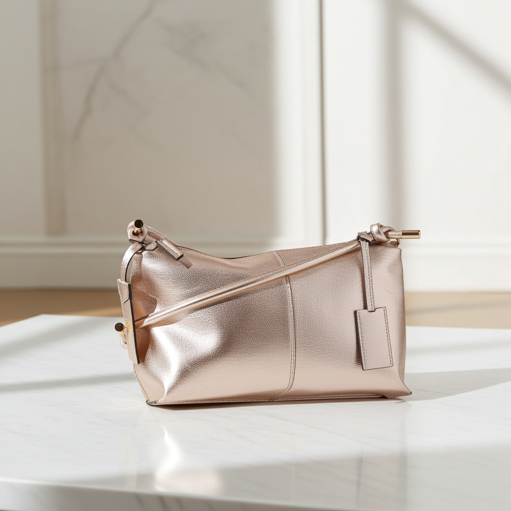 Bolsa Transversal Metalizada Ouro claro