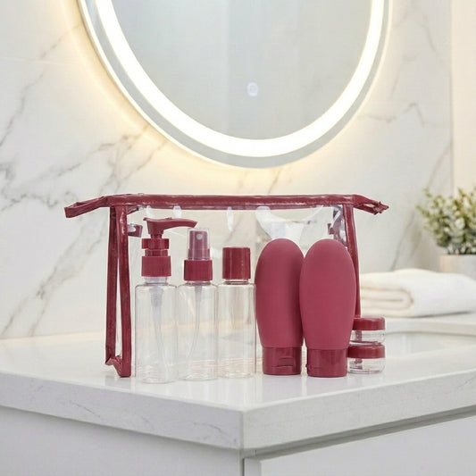 Kit de Nécessaire para Viagem com 7 Peças Vinho