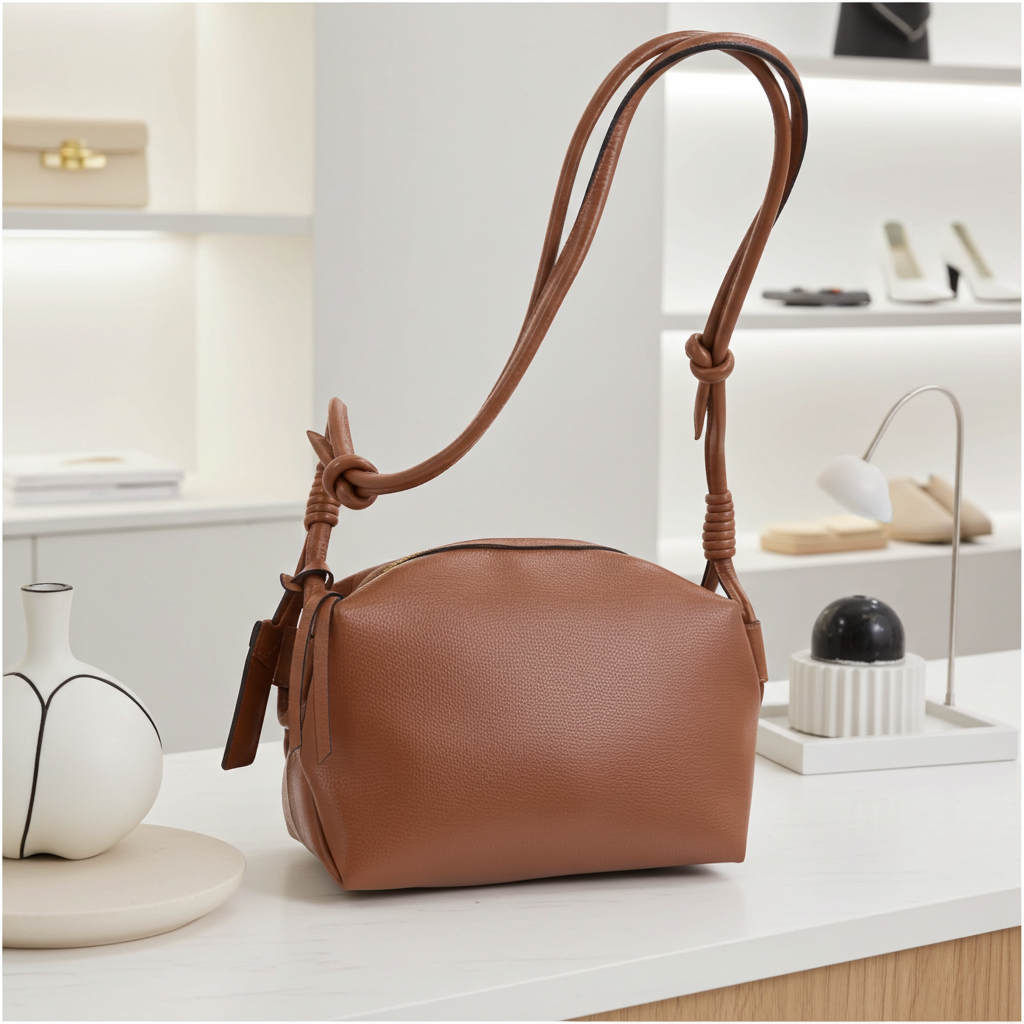 Bolsa Feminina em Couro com Alça Fixa Caramelo