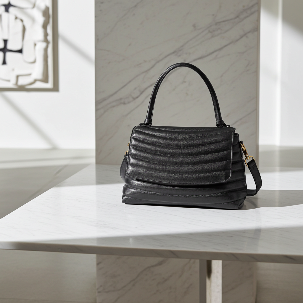 Bolsa Feminina de Couro Matelasse com alça Fixa Preto