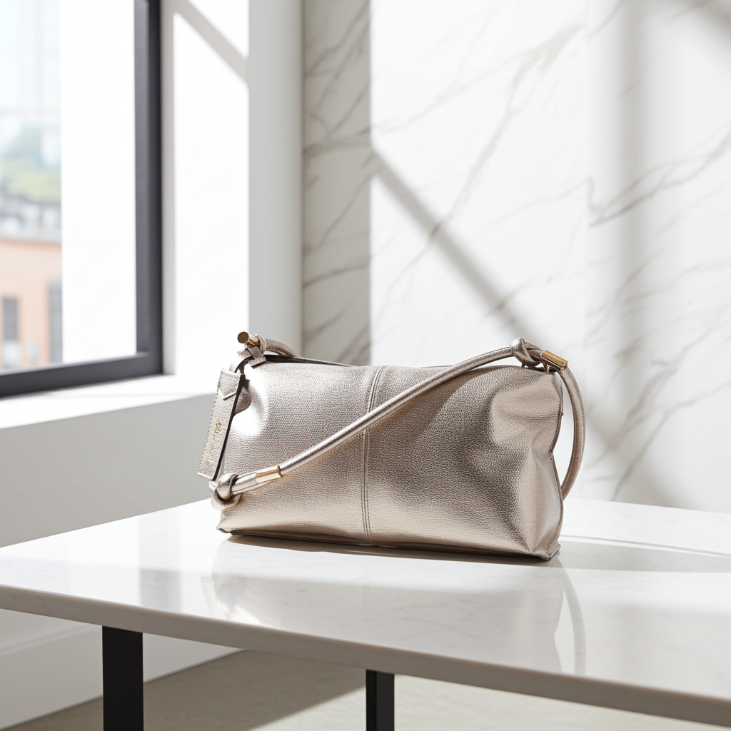 Bolsa Transversal Metalizada Prata velha