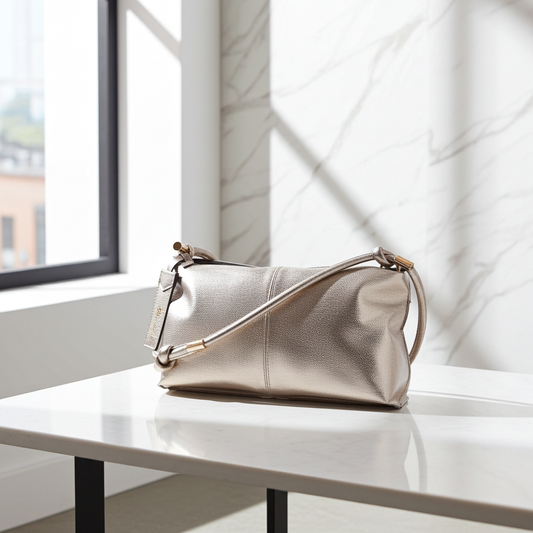 Bolsa Transversal Metalizada Prata velha