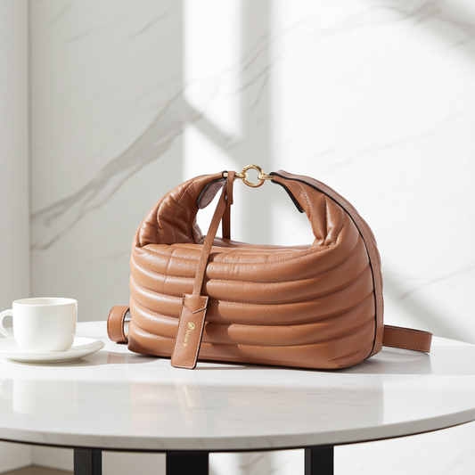 Bolsa Feminina Couro Matelasse Alça Removível Caramelo