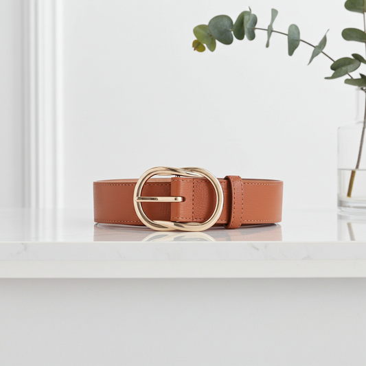 Cinto Feminino em Couro Caramelo